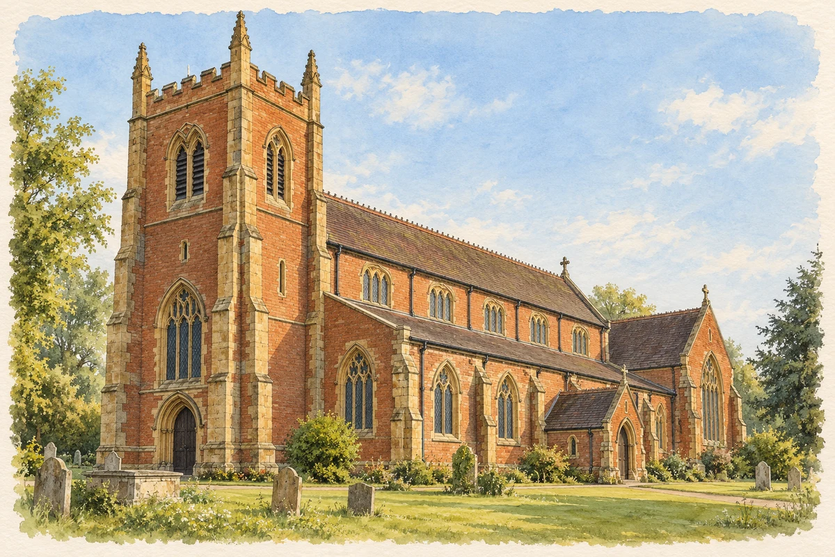 Watercolour and fine ink illustration of All Saints’ Church, Bloxwich