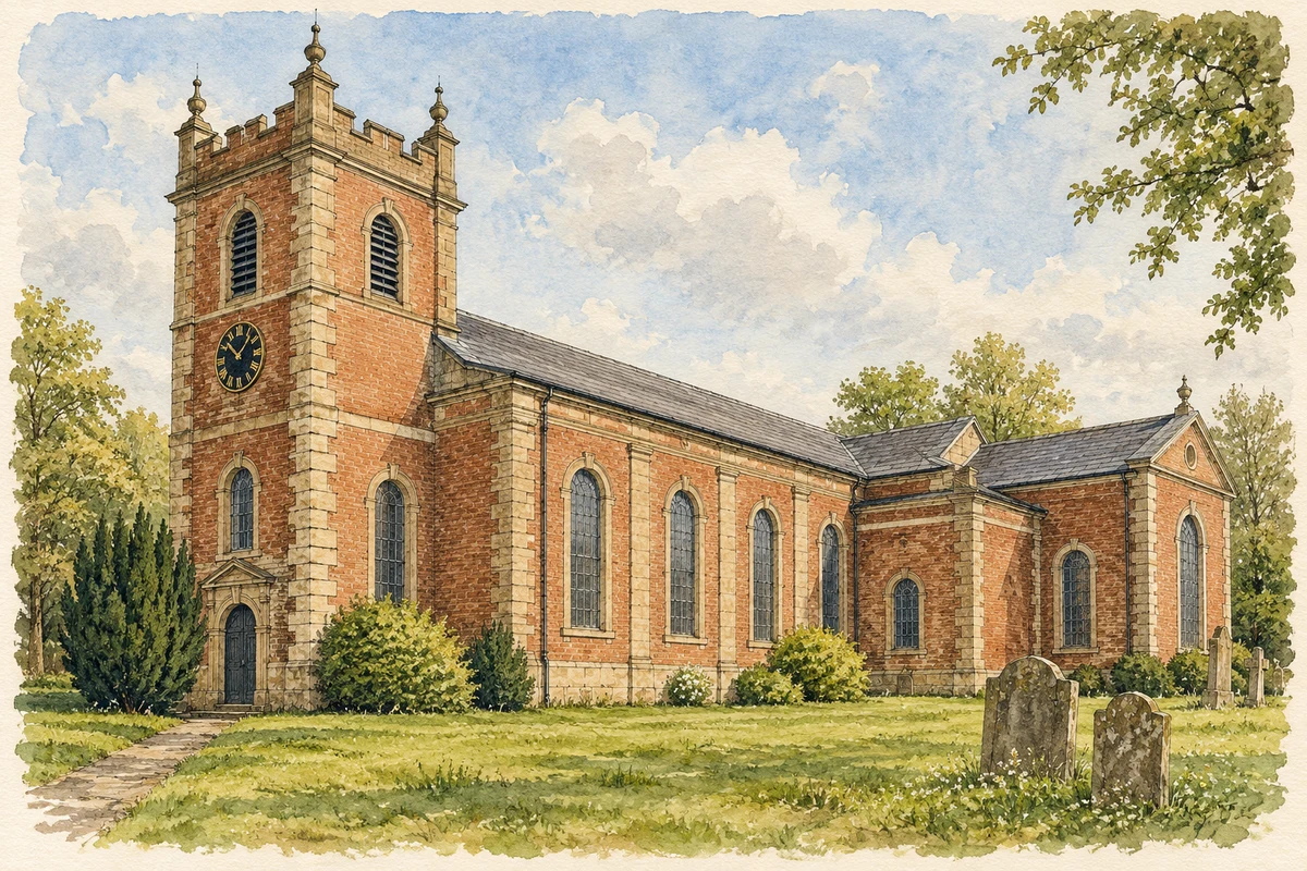 Watercolour and fine ink illustration of St Michael’s Church in Brierley Hill