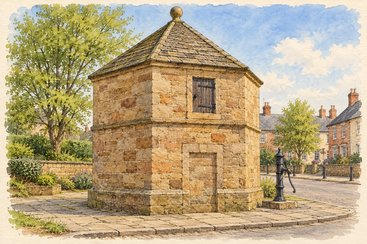 Watercolour and fine ink illustration of The Conduit Head, High Green, Cannock