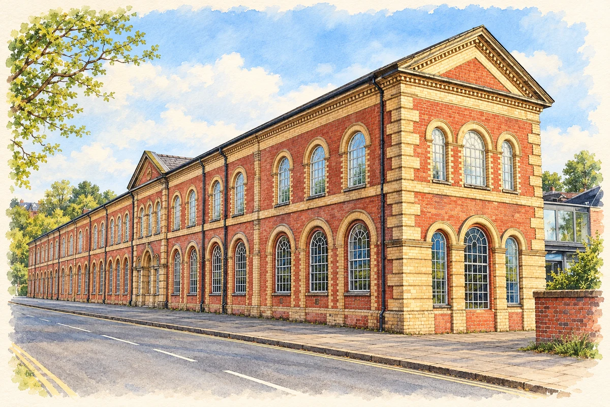 Watercolour and fine ink illustration of Stour Vale Mill, Kidderminster