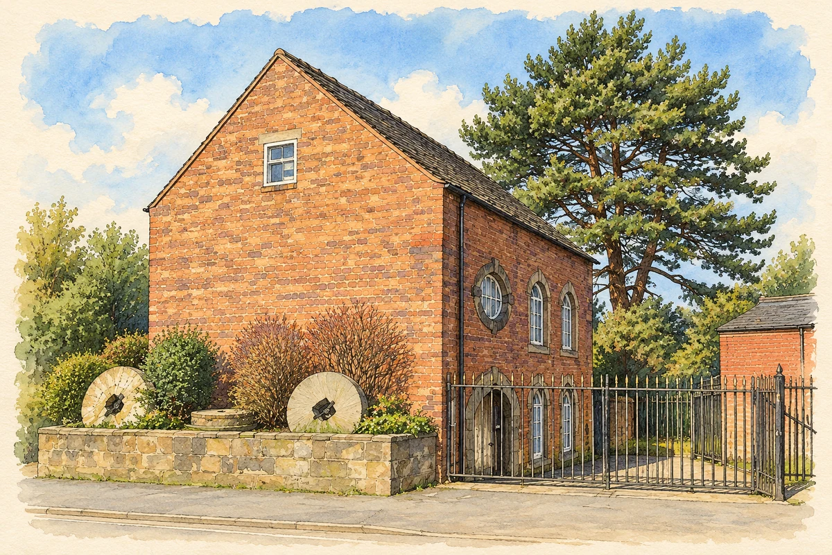 Watercolour and fine ink illustration of Brindley's Mill, Leek