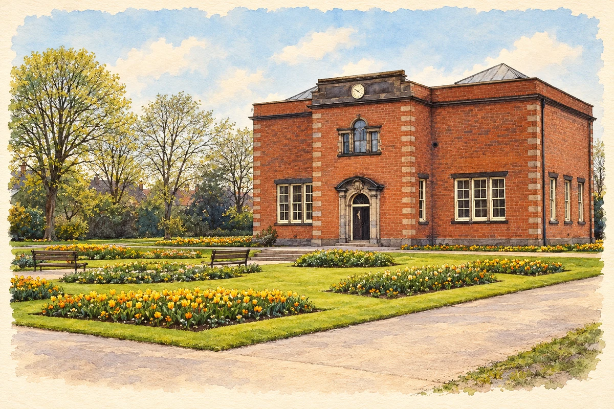 Watercolour and fine ink illustration of Nuneaton Museum and Art Gallery