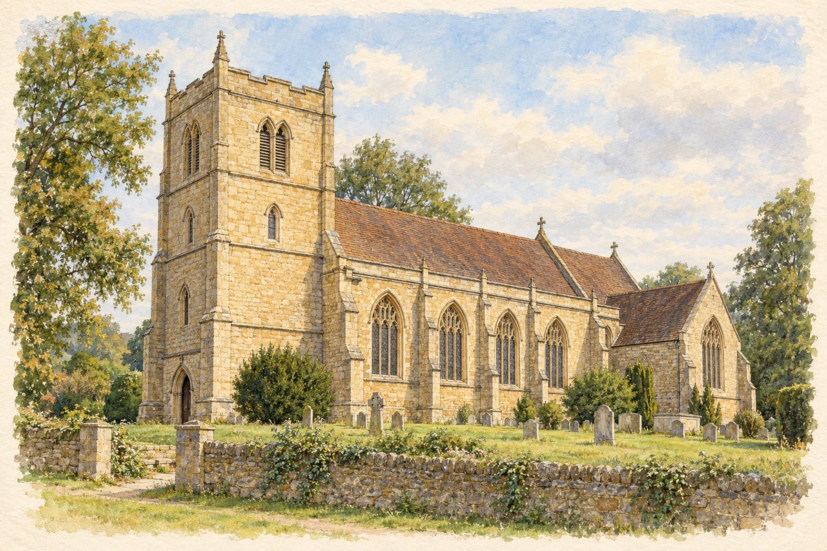 Watercolour and fine ink illustration of St Edmund’s Church, Shipston-on-Stour