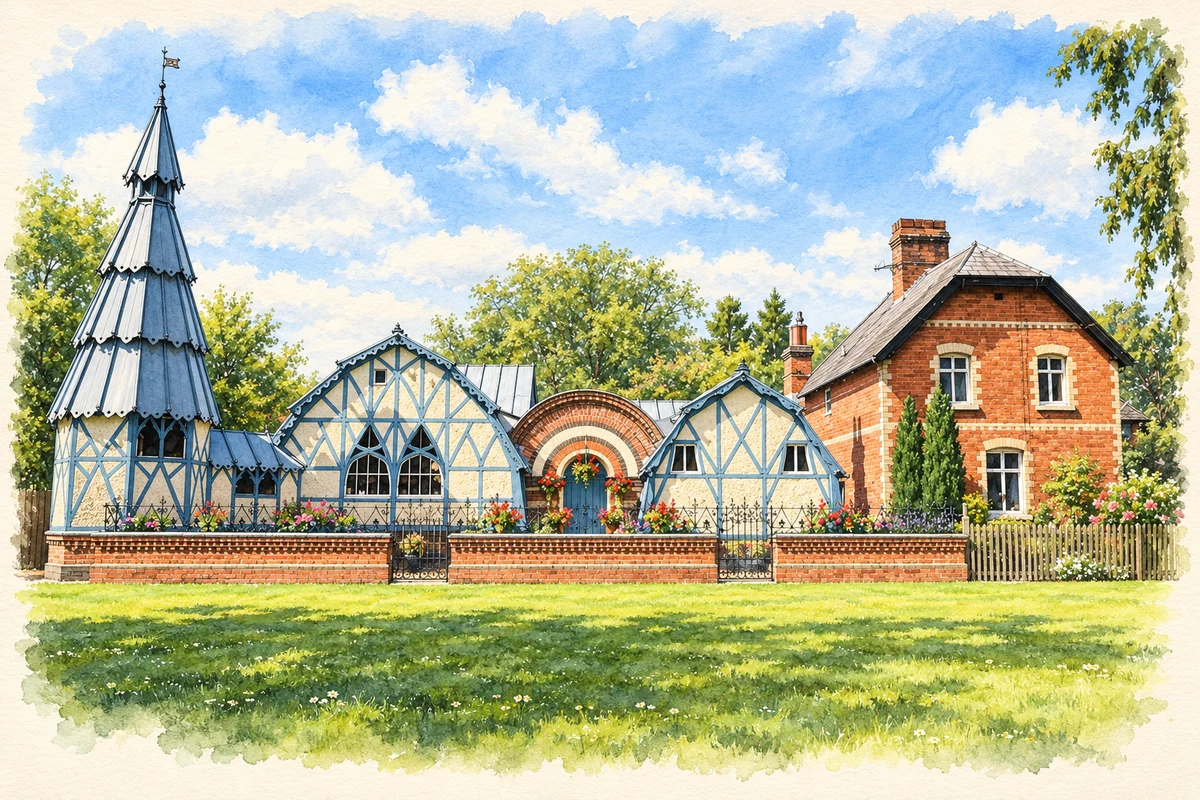 Watercolour and fine ink illustration of Tenbury Wells Pump Rooms
