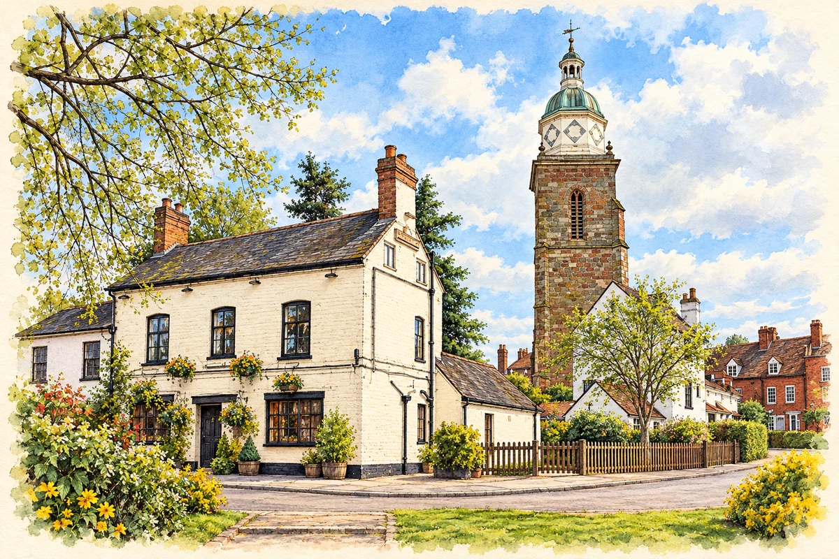 Watercolour and fine ink illustration of The Pepperpot, Upton upon Severn