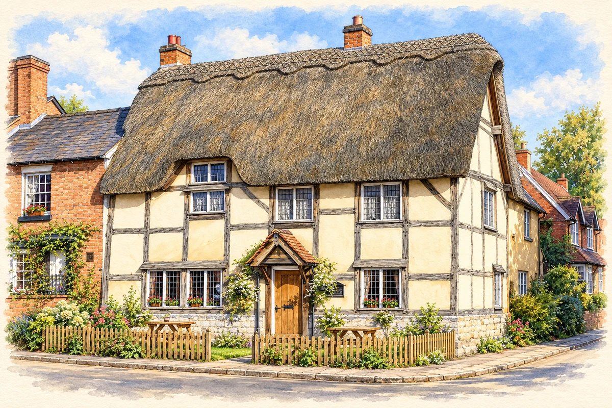 Watercolour and fine ink illustration of The Stag’s Head, Wellesbourne