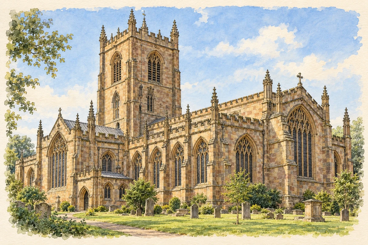 Watercolour and fine ink illustration of St Peter’s Collegiate Church, Wolverhampton